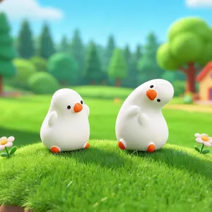 Lot de deux figurines d'oies blanches mignonnes pour décoration de table DIY et paysage