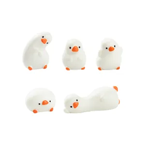 Lot de 5 mini figurines d'oie blanche pour décoration de bureau et paysage DIY