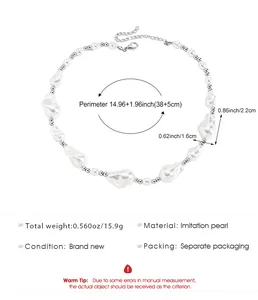 Detailed product specifications for the Baroque irregular pearl necklace with size measurements