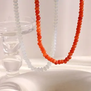 Collier De Perles En Pierre Naturelle Agate Rouge Opale Acier Inoxydable Plaqué Or 18K Bijoux Pour Femme