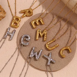 Mode 3D Ballon Anfangsbuchstabe Anhänger Halskette Für Damen Gold Silber Plattiert Edelstahl Alphabet Choker Party Schmuck Geschenk
