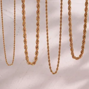 Fashion Stainless Steel 18K Gold Plated Rope Chain Necklace For Women Twisted Link Jewelry Bracelet Anklet Daily Accessory