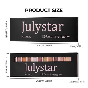 Dimensions détaillées de la palette de fards à paupières 12 couleurs Julystar