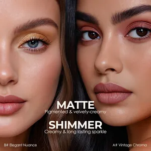 Gros plan des effets d'ombre à paupières mats et scintillants pour un maquillage professionnel
