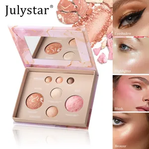 Julystar μαρμάρινη παλέτα μακιγιάζ με σκιές, ρουζ, μπρονζέ και λαμπερό highlighter