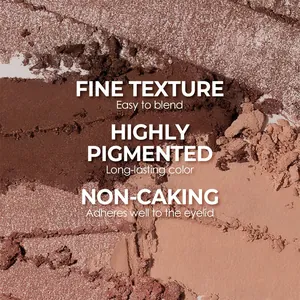 Texture ombretto dai toni terra ad alta pigmentazione, finiture shimmer e opache