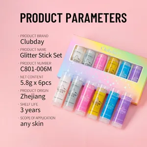 Set de 6 barras de purpurina para cara, cuerpo y cabello, detalles de producto