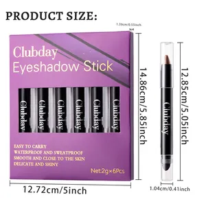 Produktdetails und Abmessungen für das 6-teilige wasserfeste Perlmutt-Lidschatten-Stift-Set