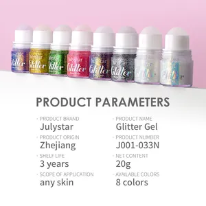 Paramètres détaillés du produit pour le set de maquillage gel pailleté roll-on 8 couleurs