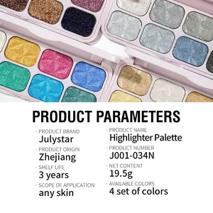 Vue détaillée des spécifications et de la texture de la palette de 8 fards.