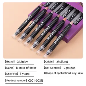 6-Farben Schimmer Lidschatten Stift Set für langanhaltendes Perlmutt-Augen-Make-up