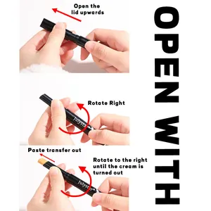 Instructions en trois étapes pour utiliser le bâton d'ombre à paupières.