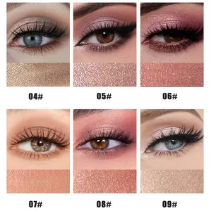 Gros plan des échantillons et effets de maquillage pour 6 teintes d'ombre à paupières