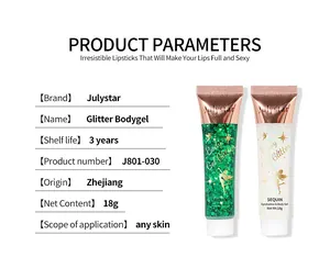 Julystar gel pailleté pour le corps et le visage détails et spécifications techniques