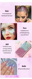 Guide d'application de gel pailleté polyvalent pour les cheveux, le visage et les ongles.
