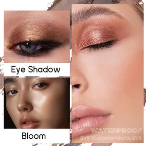 Détail d'un fard à paupières bronze scintillant avec finition imperméable