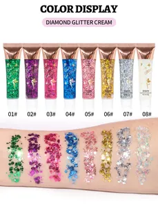 Coffret de 8 crèmes pailletées diamant avec swatchs pour le maquillage corps et yeux