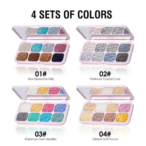 Quatre ensembles de palettes de fards à paupières pailletés à 8 couleurs