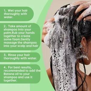 Close-up of foaming Batana oil shampoo during the hair washing process