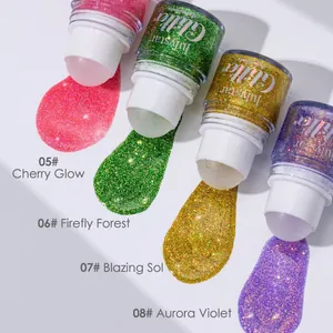Détail de gels pailletés à bille avec échantillons pour le visage et le corps