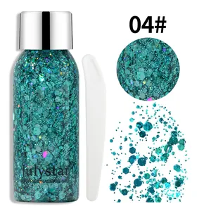 Détail macro de la texture du gel ombre à paupières pailleté Julystar avec outil