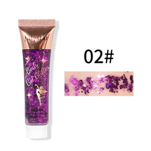 Gel de paillettes corps écailles de sirène violettes pour le visage et les lèvres