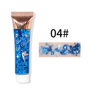 Gel pailleté bleu étincelant #04 avec sequins étoiles en tube de 18g pour le visage