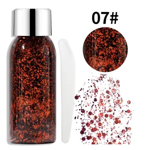Gel pailleté bronze Julystar pour visage et corps, détail ombre à paupières 07#