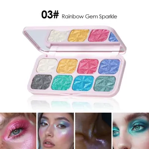 Détail de la palette d'ombres à paupières 8 couleurs Rainbow Gem Sparkle scintillante