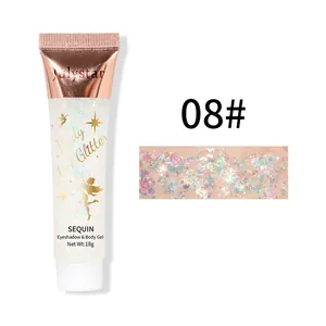 Vue détaillée du gel pailleté corps Julystar teinte 08 avec paillettes irisées