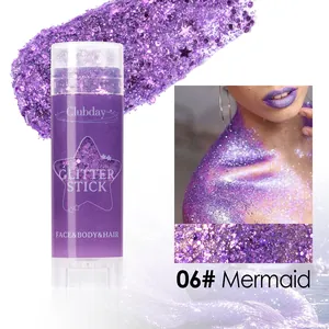 Vue détaillée du bâton de paillettes violet Clubday 06 Mermaid pour le corps et le visage