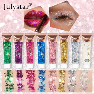 Set de gel pailleté Julystar avec 8 nuances vives, échantillons et application