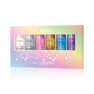 Set de 6 barras de purpurina arcoíris para cara cuerpo y cabello gel cosmético