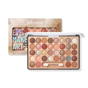 Κοντινό πλάνο παλέτας σκιών Julystar 36 χρωμάτων με ματ και λαμπερές αποχρώσεις