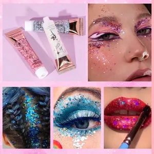 Gel pailleté professionnel écailles de sirène pour visage corps et cheveux effet holographique
