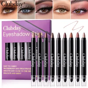 Clubday Mehrfarbig Schimmer Lidschattenstift Set Wasserdicht Doppelendiger Lidschattenstift Mit Wischschwamm Highlighter Für Damen