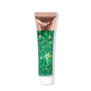 Gel de paillettes vertes écailles de sirène liquide pour le maquillage du corps et visage.