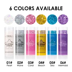 Set professionale di 6 bastoncini glitterati colorati per trucco viso, corpo e capelli