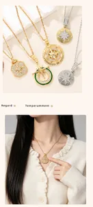 Detailansicht der Vintage-Halskette mit achtzackigem Stern, 18 Karat Goldkette und Model