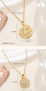 Detailansicht der Vintage-Halskette mit Sternanhänger und Maßangaben in Gold