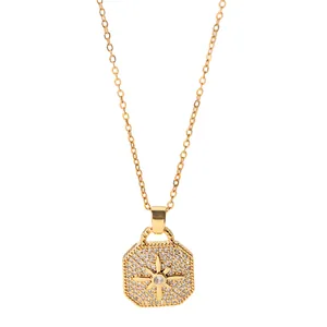 Eleganter französischer Vintage-Halskette mit 18 Karat vergoldetem Sternanhänger