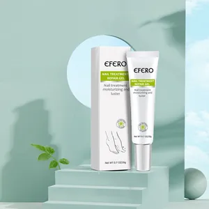 Vue détaillée du gel réparateur pour ongles EFERO sur un fond vert menthe frais
