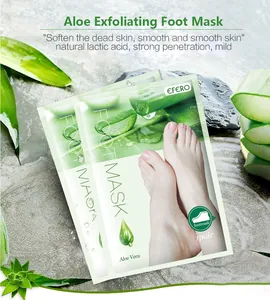 EFERO aloe exfoliating foot mask detail showing sachet on natural background