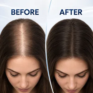 Sérum cuir chevelu désoxyribose avant et après pour la croissance et densité des cheveux