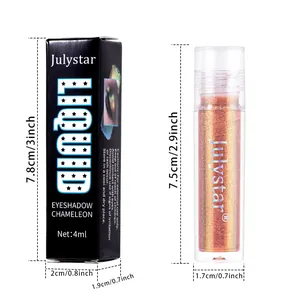 Julystar Chameleon Liquid Eyeshadow dimensions shown in cm and inches for box and tube