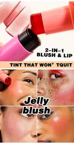 Multi-use cooling jelly blush and lip tint stick shown on various skin tones