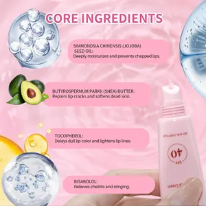 Dettagli degli ingredienti del balsamo labbra Glow Gloss SPF 40 per idratazione e cura.
