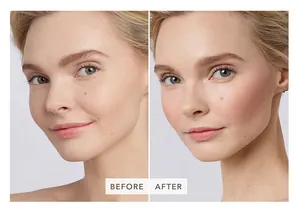 Side-by-side comparison showing the natural flush effect of matte jelly blush