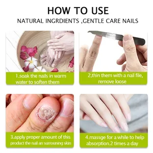 Guide détaillé en quatre étapes pour utiliser la crème réparatrice sur les ongles.