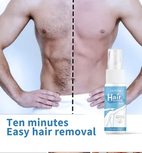 Detailed comparison showing before and after effect of SAUVASINE hair removal spray